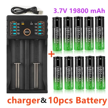 100% литиевая батарея абсолютно новая 18650 3,7 В 19800 мАч сумка перезаряжаемая-батарея для фонарика + USB зарядное устройство