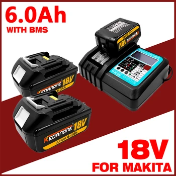 2 Шт. Для Makita 18V 6Ah Литиевая Батарея + Зарядное Устройство, Для Электроинструментов BL1860 BL1850B BL1850 BL1840 Сменная Аккумуляторная Батарея