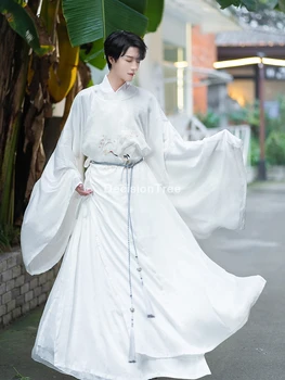2023 мужской костюм hanfu robe, традиционные китайские костюмы фей, шифоновый халат hanfu с вышивкой журавля, одежда для выступлений на сцене