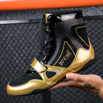 2023 Популярные Борцовские ботинки, пары, Роскошные брендовые боксерские туфли, Мужские Женские противоскользящие кроссовки с высокими лодыжками для мальчиков, Брендовая спортивная обувь