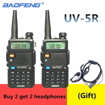 2ШТ BaoFeng UV 5R Портативная рация 5 Вт CB Ham Радио hf fm Трансивер 128CH VHF & UHF Портативная радиостанция Для Охоты 10 км UV-5R