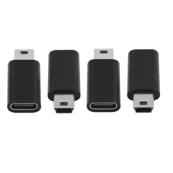 4 шт. Адаптер USB C к Mini USB 2.0 Type C Женский к Mini USB мужской Адаптер для преобразования видеорегистратора в MP3-плееры GoPro, черный