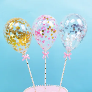 5-дюймовые Прозрачные бумажные воздушные шары, Разноцветный шар с блестками, Розовое золото, Украшение Торта для Вечеринки в честь Дня рождения, Вставка в открытку с воздушным шаром, Орнамент