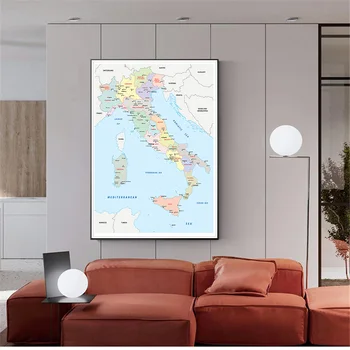 60 * 90 см Политическая карта Италии, современный настенный художественный плакат, холст, живопись, Украшение для дома, школьные принадлежности на итальянском