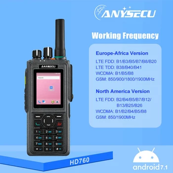 ANYSECU HD760 Радио GPS WIFI телефонная сеть IP67 Водонепроницаемый Android 7,1 портативный 2,0 дюймов 4000 мАч 4G LTE POC портативная рация