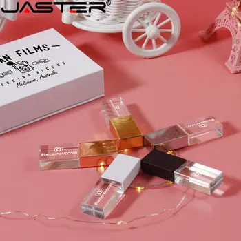 JASTER Бесплатный ЛОГОТИП USB Флэш-накопитель 128 ГБ Кристалл USB 2,0 Memory Stick 64 ГБ 3D Лазерная Гравировка Флеш-накопители 32 ГБ U-диск 16 ГБ 8 ГБ 4 ГБ