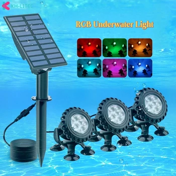 KHLITEC Upgrade 3/5 Lights RGB Солнечный подводный светильник на открытом воздухе IP68, Светильник для бассейна, Светильник для пруда, Солнечный светильник для сада