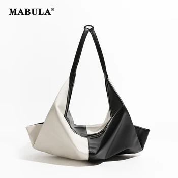 MABULA, женские сумки-хобо из искусственной кожи, Модные Лоскутные женские сумки через плечо, Большие вместительные черные сумки-тоут