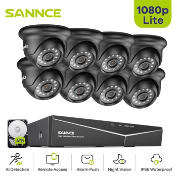 SANNCE 8CH 1080P Lite Система видеонаблюдения 5В1 1080N DVR Рекордер 4X8X 1080P Наружные Всепогодные камеры видеонаблюдения