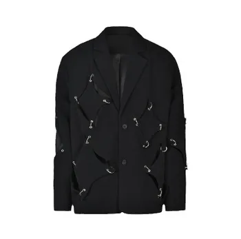 SuperAen Новый уличный нишевый костюм высокого класса, блейзер, осенний блейзер с рваными металлическими пуговицами неправильной формы, пальто