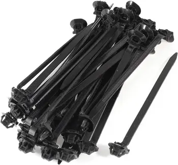 Tcenofoxy Нейлоновая кабельная стяжка овальной формы с автоматическим нажимным креплением, 157 мм x 7 мм, 40 шт., черная