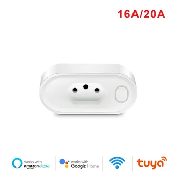 Tuya Smart Switch WiFi Стандартный Бразилия 16A/20A Настенная Розетка Wifi Розетка с Монитором питания Таймер приложение Голосовое для Alexa Google Home