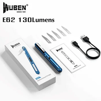 WUBEN E62 EDC Pen Light 3-в-1 Многофункциональная 130-Люменная USB Перезаряжаемая Водонепроницаемая Тактическая ручка-фонарик Для кемпинга самообороны