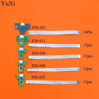 YuXi для PS4 Контроллер USB Порт для зарядки Розетка Плата зарядного устройства с гибким ленточным кабелем 12Pin JDS 011 JDS-030 JDS-040 055