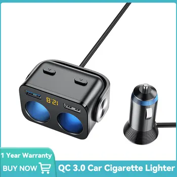 Автомобильное зарядное устройство для Прикуривателя 12V USB Socket Splitter QC 3.0 Быстрая Зарядка Автоматический Адаптер питания Разъем для Сигары Высокоскоростное зарядное устройство