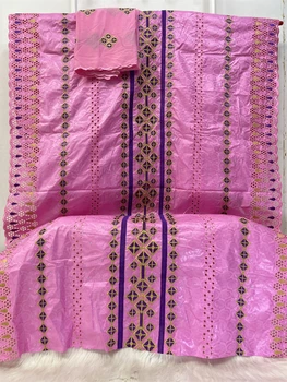 Африканская Парчовая ткань Bazin Riche Высокого Качества Bazin Broder и Тюлевое Кружево Для Женского Платья 5 + 2 Ярда