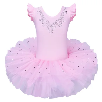 Балетная пачка для девочек BAOHULU, Тюлевое платье без рукавов, Гимнастический купальник с розовым бантом в виде бриллианта, Балетный купальник для девочки-Балерины