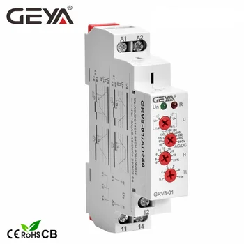 Бесплатная доставка GEYA GRV8-01 Однофазное реле напряжения, регулируемое Реле контроля защиты от превышения или понижения напряжения со светодиодным дисплеем