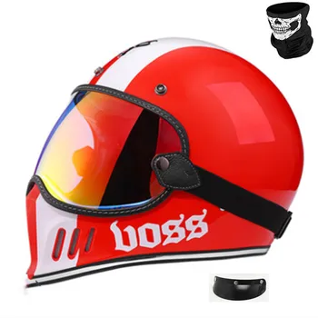 Винтажный мотоциклетный шлем Cafe racer с полным лицом в стиле ретро casco de moto DOT, одобренный Capacete Jet helmet для мотоцикла