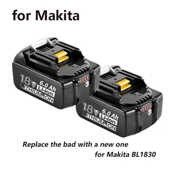 Для 18 В Makita Батарея 6000 мАч Перезаряжаемые Электроинструменты Батарея со светодиодной Литий-ионной Заменой LXT BL1860B BL1860 BL1850