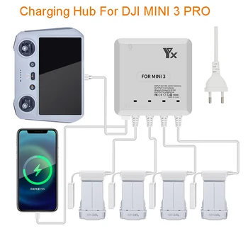 Для дрона DJI Mini 3 Pro Зарядное устройство 6 в 1 с USB-портом, концентратор для зарядки с дистанционным управлением, интеллектуальный аксессуар с несколькими зарядными устройствами