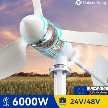 Доставка по ЕС 5 дней Galaxy Gang 6000 Вт Ветряная Мельница Турбина GeneratorKit Мощностью 6 кВт С 3 Лопастями 24 В 48 В С Гибридной системой Зарядного устройства MPPT