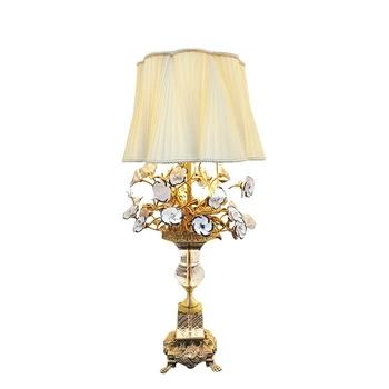 Европейская Изысканная настольная лампа с цветочным рисунком из старинной латуни и фарфора с абажуром BF11-05283a