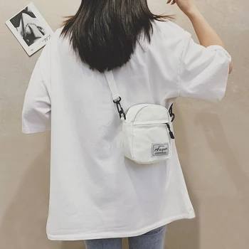  Женская сумка на одно плечо, трендовая холщовая сумка через плечо, однотонная Повседневная уличная корейская сумка через плечо на молнии