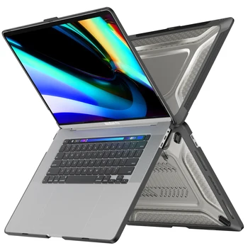 Жесткий Прозрачный чехол для MacBook Pro 16 дюймов A2141 (выпуск 2019 года), Тонкий Прорезиненный Защитный чехол-бампер из ТПУ с подставкой