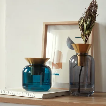 Изумрудная холодная изумрудная ваза из боросиликатного стекла с высоким содержанием цветочных композиций Nordic Morandi аксессуары для гостиной и дома
