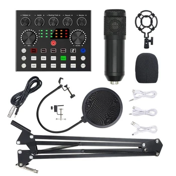 Комплекты микрофонов BM800 с живой звуковой картой, подвесным ножничным рычагом, амортизатором и фильтром для студийной записи