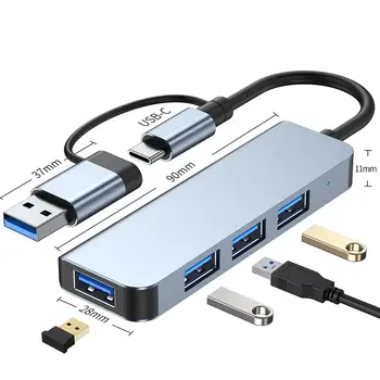Концентратор USB 3.0, ультратонкий конвертер USB-C, расширитель Компактного размера, адаптер для ноутбука