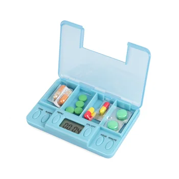 Коробка для таблеток с 4 Сетками, Коробка для хранения лекарств, Электронное Напоминание о времени, Коробки для лекарств, Будильник, Органайзер для Таблеток, Контейнер для лекарств