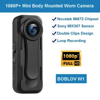 Мини-камера Boblov W1 HD 1080P Полицейская камера, Изношенная Ручка, Петлевая запись камеры, Широкоугольные Микрокамеры, Видеорегистратор, Диктофон
