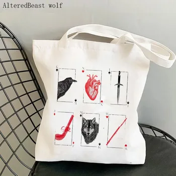 Модная женская холщовая сумка через плечо Six Of Crows с красным принтом на заказ, Женские сумки для покупок, продуктовые сумки, Тотализатор, книги для девочек