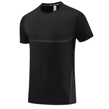 Мужские модные рубашки для спортзала, бега, дышащая сетка, быстросохнущая летняя повседневная футболка с короткими рукавами для занятий спортом