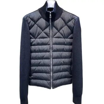 Мужской вязаный пуховик со стоячим воротником для осени и зимы, повседневная куртка Y2K, свободный кардиган, однотонное теплое пальто