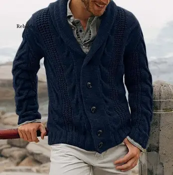 Мужской свитер, осенне-зимние новинки, кардиган на пуговицах, свитер, мужская куртка