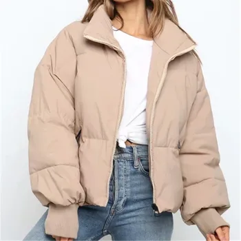 Мягкий хлопок женские свободные облегающие, для похудения и теплым хлебом куртка короткий и ленивый стиль вниз хлопок куртка зимняя