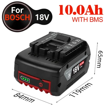 Новый Литий-ионный аккумулятор 18V 10Ah Для резервного Копирования электроинструмента Bosch 18V 10000 мАч, Портативная Сменная Индикаторная лампа BAT609