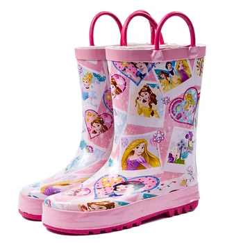 Новый носовой платок Disney, розовые детские непромокаемые ботинки Принцессы для девочек, водонепроницаемая обувь для мальчиков, галоши для родителей, автомобильные замороженные ботинки