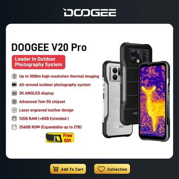 Новый прочный чипсет DOOGEE V20 Pro производства 1440*1080 с разрешением тепловизора 6,43 ”2K AMOLED 12GB + 256GB 7nm 5G