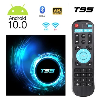 Оригинальный T95 Smart TV Box Android 10,0 Allwinner H616 Четырехъядерный 4 ГБ 64 ГБ 128 ГБ 2,4 G и 5G WiFi 6K телеприставка Для Медиаплеера Youtube