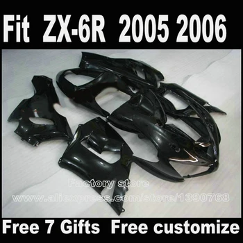 Пластиковый комплект обтекателей для Kawasaki ZX6R 2005 2006 ZX-6R 05 06 Ninja 636 все глянцевые черные обтекатели для кузова LK77