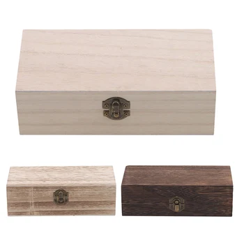 Прямоугольная Деревянная коробка для хранения, Винтажная деревянная коробка, Деревянная подарочная упаковка, Многоцветная Красивая заколка для хранения ювелирных изделий