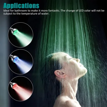 Светодиодная Насадка для душа С Автоматической Сменой 7 цветов светодиодной подсветкой, Ручные насадки для душа с водяным питанием, Герметичный душ для ванной комнаты