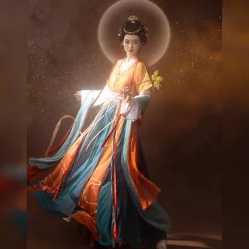 Танцовщица древнего стиля в Западных регионах Дуньхуан Апсарас Одежда Элегантные китайские народные танцевальные костюмы Косплей Специальное применение