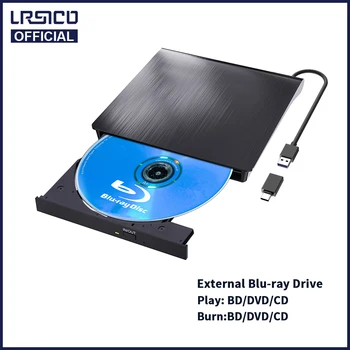 Тонкий проигрыватель Blu-Ray Burner USB 3.0 и Type-C 3D BD CD DVD Внешний привод Bluray для Windows XP/7/8/10 Настольный ноутбук macOS MacBook