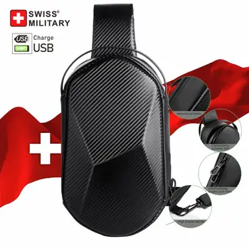 Швейцарская ВОЕННАЯ Мужская нагрудная сумка, Модные Новые однотонные USB-сумки через плечо на открытом воздухе, повседневные сумки через плечо