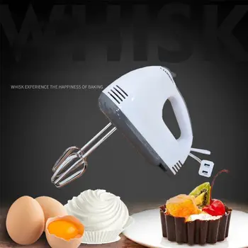 Электрический Миксер для Приготовления пищи с Вилкой США/ЕС/Великобритания, 7 Скоростей, Регулируемый Блендер Для Теста, Ручная Взбивалка для Яиц, Венчик для Взбивания Крема для Приготовления пищи на Кухне